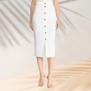 NWT DL1961 - High-Waist Front-Button Skirt In White Eyelet - Size M
